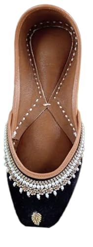 EthnicVibes Punjabi Phulkari Damen Jutti verziertes indisches Hochzeits-Party-Flaches Ballett US-Größe 6-10 DLY, Design A, 39 EU von Generic