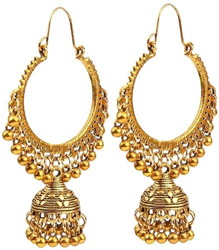 Ethnische traditionelle indische Glocken-Quasten-Anhänger-Kronleuchter-Ohrringe Statement-Ohrringe, kompatibel mit Frauen Professionell und attraktiv von Generic