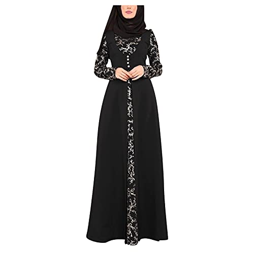 Etuikleid Damen Elegant Für Hochzeit Arabische Spitze Jilbab Kaftan Abaya Stitching islamische Frauen Maxi Muslim-Kleidung Kleidung Frauenkleid Damen Kleid Spitze Elegant von Generic