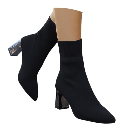 Europa Damen Stiefeletten mit Rundem Zehn Riemen Design Klassische Kurze Stiefel für Winter Komfortable Fersenhöhe Modische Ankle Boots (Black, 41) von Generic