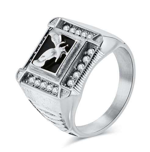 Europa und die Vereinigten Staaten Stil Volldiamant Adler Titan Stahl Ring, Retro Hip-Hop Seal Volldiamant Ring Europa und die Vereinigten Staaten Stil Volldiamant Adler Titan Stahl Ring, Retro Hip-Hop Seal Volldiamant Ring von Generic
