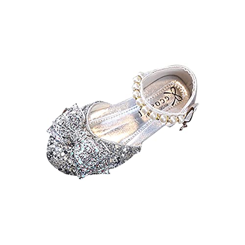 Eva Kinder Kleinkind-Baby-beiläufige Prinzessin-Kleid-Schuh-bequeme flache im Freienmädchen-Sandale-Strass-glänzende Kinderprinzessin-Schuhe Erste Schuhe Baby Junge (Silver, 26 Toddler) von Generic