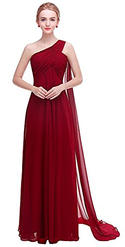 Ever-Pretty Damen Abendkleid A-Linie Chiffon Off Shoulder Dekolletiert Ärmellos Rüschen Bodenlanges Abendkleid von Generic