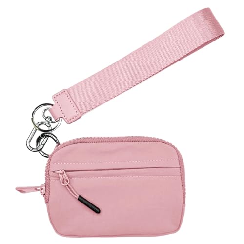 Exchange Compact Trailer Trailer Compact Women's Money Exchange with Zipper & Hand Loop | Wasserdichte Nylonhülle für Münzen, Bargeld und Karten, Tasche für das Leben von Allt, Rosa, riferimento von Generic