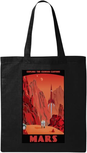 Explore The Red Planet Futuristische Poster natürliche Bio-Baumwolle Stofftasche schwarz, Schwarz, Einheitsgröße, schwarzes, En storlek von Generic