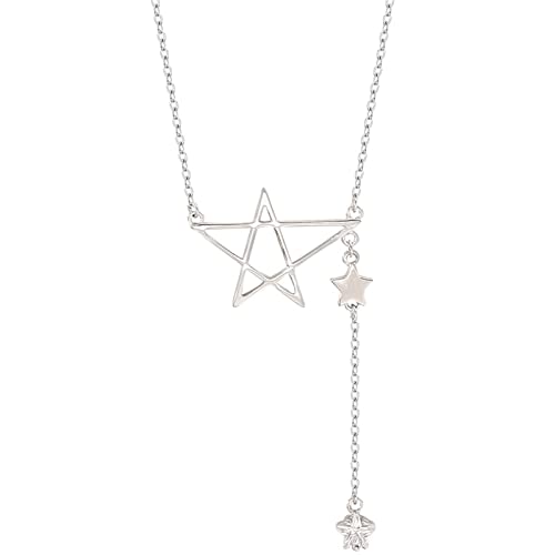 Exquisite 925 Sterling Silber Quaste Kristall Stern Perle Charm Anhänger Halskette Für Frauen Elegante Einstellbare Link Kette Schmuck Geschenk von Generic