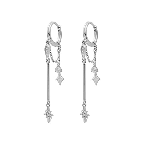 Exquisite Zirkon-besetzte Stern und Mond Temperament Kleine Piercing Ohrring Earngs Schmuck Pendientes von Generic