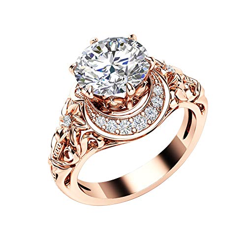 Exquisiter Gedenkring für Frauen, Verlobung, Hochzeit, Schmuck, Accessoires, Geschenk, niedliche Herzringe, gold, 7 von Generic