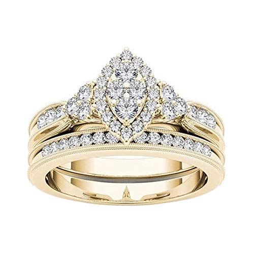Exquisiter Herz-Out-Ring für Damen, Verlobung, Hochzeit, Schmuck, Accessoires, Geschenk, 6–10 Ring-Set, Größe 8, gold, 34 von Generic