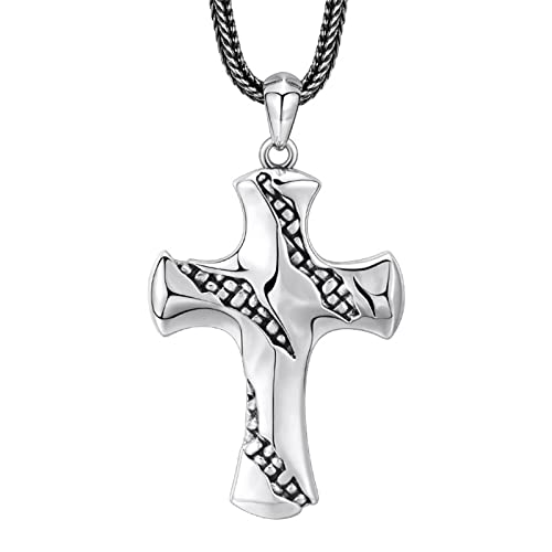Exquisiter Schmuck, Herren-Halskette mit Anhänger, Gothic-Vintage-Kreuz, S925 Sterlingsilber von Generic