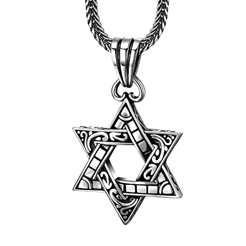 Exquisiter Schmuck, Herren-Halskette mit Hexagramm-Anhänger, Gothic-Vintage-Stern, S925 Sterlingsilber von Generic