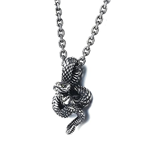 Exquisiter Schmuck, Herren-Halskette mit Schlangenanhänger aus S925er Sterlingsilber, Vintage-Stil von Generic