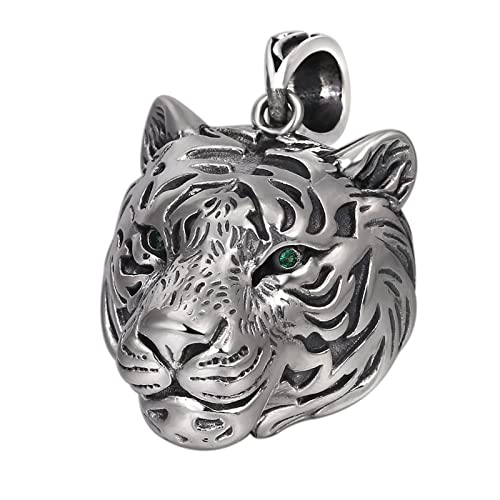 Exquisiter Schmuck, S925 Sterling Silber Herren Tigerkopf Anhänger Gothic Vintage Halskette von Generic