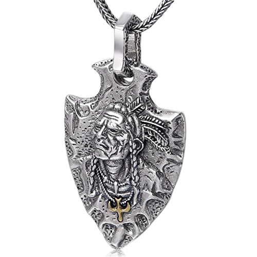 Exquisiter Schmuck, S925 Sterling Silber Indianerschild Halskette für Herren von Generic