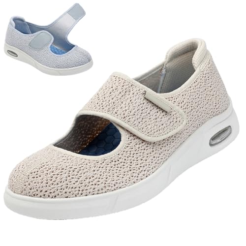 Extra Weit Diabetiker Schuhe Herren und Damen Verstellbare Leichte Rutschfest Atmungsaktiv Orthopädische Hausschuhe für Geschwollen Breite Füße von Generic