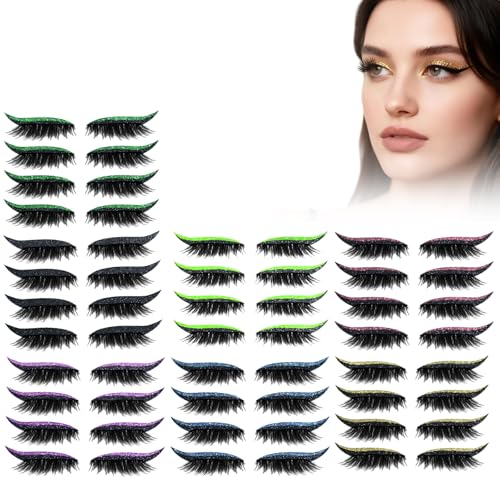 Eyelashes, Korean Matte Lashes - Eyelashes, 4 Pairs Lazy Eye Shadow Eyelash Patch, Reusable Eyeshadow, Stickers Instant for Women's Make Up (28Pairs-Mix) von Generic