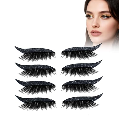 Eyelashes, Korean Matte Lashes - Eyelashes, 4 Pairs Lazy Eye Shadow Eyelash Patch, Reusable Eyeshadow, Stickers Instant for Women's Make Up (4 Pairs-Black) von Generic
