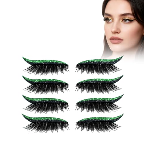 Eyelashes, Korean Matte Lashes - Eyelashes, 4 Pairs Lazy Eye Shadow Eyelash Patch, Reusable Eyeshadow, Stickers Instant for Women's Make Up (4 Pairs-Green) von Generic
