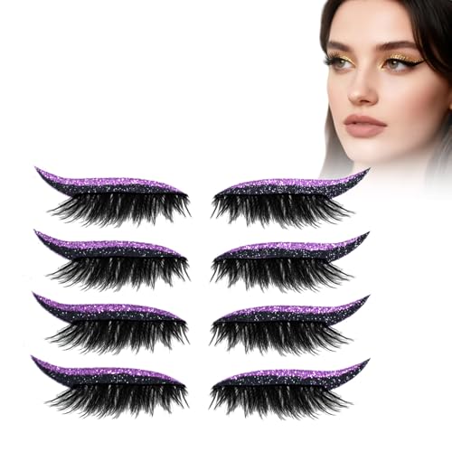 Eyelashes, Korean Matte Lashes - Eyelashes, 4 Pairs Lazy Eye Shadow Eyelash Patch, Reusable Eyeshadow, Stickers Instant for Women's Make Up (4 Pairs-Purple) von Generic