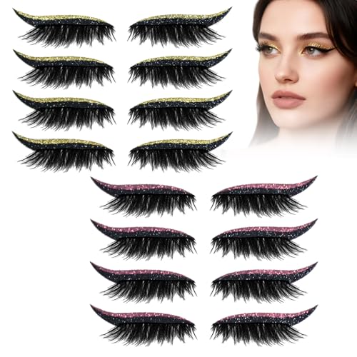 Eyelashes, Korean Matte Lashes - Eyelashes, 4 Pairs Lazy Eye Shadow Eyelash Patch, Reusable Eyeshadow, Stickers Instant for Women's Make Up (8 Pairs-A) von Generic