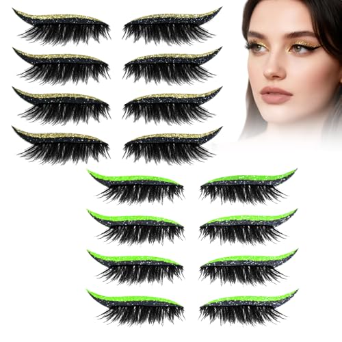 Eyelashes, Korean Matte Lashes - Eyelashes, 4 Pairs Lazy Eye Shadow Eyelash Patch, Reusable Eyeshadow, Stickers Instant for Women's Make Up (8 Pairs-B) von Generic
