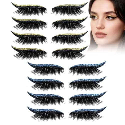 Eyelashes, Korean Matte Lashes - Eyelashes, 4 Pairs Lazy Eye Shadow Eyelash Patch, Reusable Eyeshadow, Stickers Instant for Women's Make Up (8 Pairs-C) von Generic