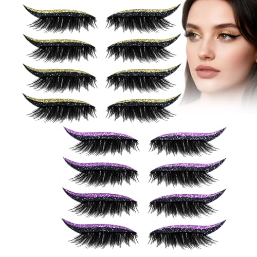 Eyelashes, Korean Matte Lashes - Eyelashes, 4 Pairs Lazy Eye Shadow Eyelash Patch, Reusable Eyeshadow, Stickers Instant for Women's Make Up (8 Pairs-D) von Generic