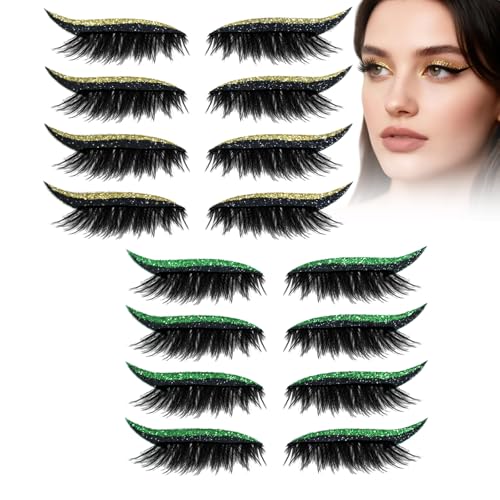 Eyelashes, Korean Matte Lashes - Eyelashes, 4 Pairs Lazy Eye Shadow Eyelash Patch, Reusable Eyeshadow, Stickers Instant for Women's Make Up (8 Pairs-E) von Generic