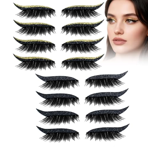 Eyelashes, Korean Matte Lashes - Eyelashes, 4 Pairs Lazy Eye Shadow Eyelash Patch, Reusable Eyeshadow, Stickers Instant for Women's Make Up (8 Pairs-F) von Generic