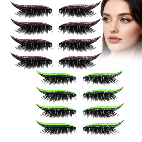 Eyelashes, Korean Matte Lashes - Eyelashes, 4 Pairs Lazy Eye Shadow Eyelash Patch, Reusable Eyeshadow, Stickers Instant for Women's Make Up (8 Pairs-G) von Generic