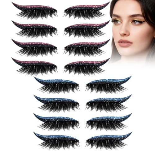 Eyelashes, Korean Matte Lashes - Eyelashes, 4 Pairs Lazy Eye Shadow Eyelash Patch, Reusable Eyeshadow, Stickers Instant for Women's Make Up (8 Pairs-H) von Generic