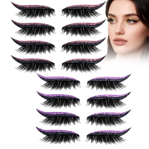 Eyelashes, Korean Matte Lashes - Eyelashes, 4 Pairs Lazy Eye Shadow Eyelash Patch, Reusable Eyeshadow, Stickers Instant for Women's Make Up (8 Pairs-I) von Generic