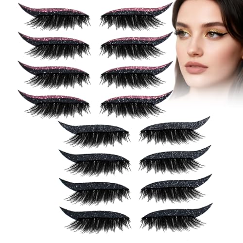 Eyelashes, Korean Matte Lashes - Eyelashes, 4 Pairs Lazy Eye Shadow Eyelash Patch, Reusable Eyeshadow, Stickers Instant for Women's Make Up (8 Pairs-K) von Generic