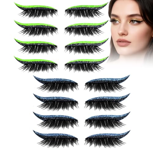 Eyelashes, Korean Matte Lashes - Eyelashes, 4 Pairs Lazy Eye Shadow Eyelash Patch, Reusable Eyeshadow, Stickers Instant for Women's Make Up (8 Pairs-L) von Generic