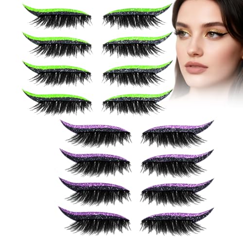 Eyelashes, Korean Matte Lashes - Eyelashes, 4 Pairs Lazy Eye Shadow Eyelash Patch, Reusable Eyeshadow, Stickers Instant for Women's Make Up (8 Pairs-M) von Generic