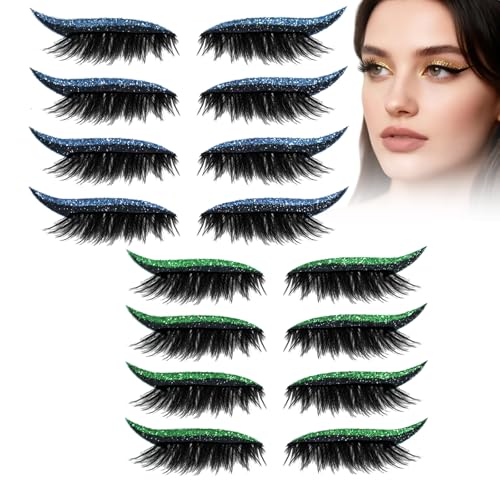 Eyelashes, Korean Matte Lashes - Eyelashes, 4 Pairs Lazy Eye Shadow Eyelash Patch, Reusable Eyeshadow, Stickers Instant for Women's Make Up (8 Pairs-Q) von Generic