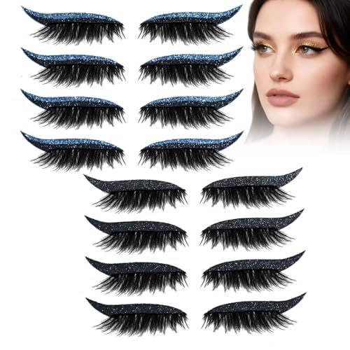 Eyelashes, Korean Matte Lashes - Eyelashes, 4 Pairs Lazy Eye Shadow Eyelash Patch, Reusable Eyeshadow, Stickers Instant for Women's Make Up (8 Pairs-R) von Generic