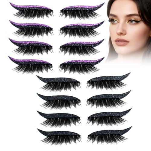Eyelashes, Korean Matte Lashes - Eyelashes, 4 Pairs Lazy Eye Shadow Eyelash Patch, Reusable Eyeshadow, Stickers Instant for Women's Make Up (8 Pairs-T) von Generic