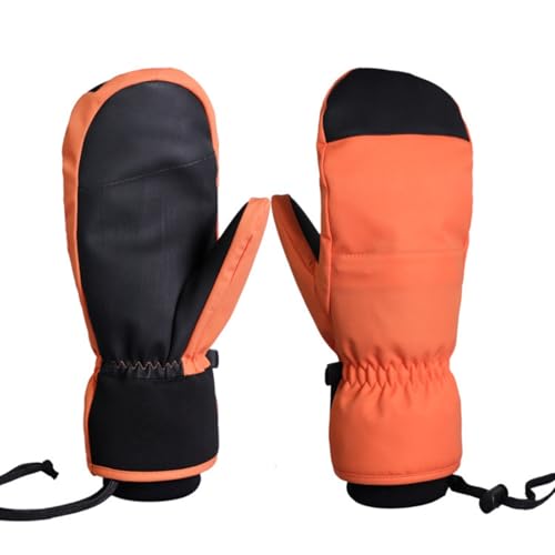 Fäustlinge Skihandschuhe for Herren Damen Winterhandschuhe, S-L Winter Schnee Handschuhe Wasserdicht Touchscreen Winter Ski Gloves Farbblocking (Orange,M) von Generic