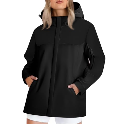 Fahrradjacke Damen Regenjacke Wasserdicht Atmungsaktiv Wanderjacke Windbreaker Sommerjacke Outdoor Jacken Leichte Windjacke Trekking Regenjacke Radjacke damen große größen herbstjacke Black XL von Generic