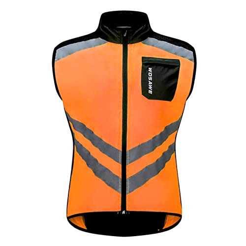 Fahrradweste Herren Winddicht Ärmellos Mountainbike Reflektierend Weste Funktions Laufweste Leichte Wind Radweste Windabweisend Windweste Reißverschluss Windjacke von Generic