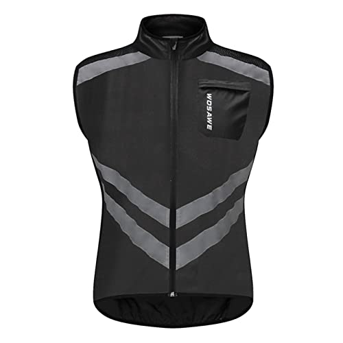 Fahrradweste Herren Winddicht Ärmellos Mountainbike Reflektierend Weste Funktions Laufweste Leichte Wind Radweste Windabweisend Windweste Reißverschluss Windjacke von Generic
