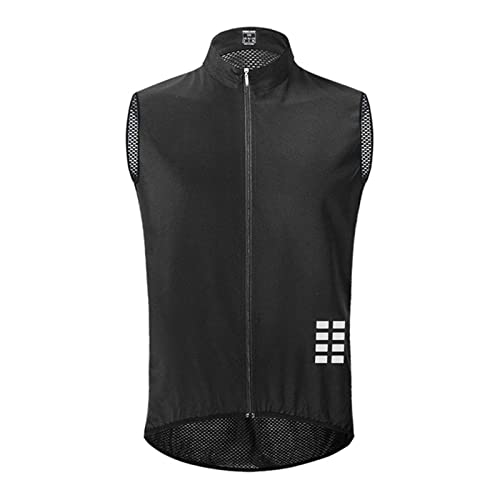 Fahrradweste Herren Winddicht Ärmellos Weste Stehkragen Leichte Laufweste Reflektierend Radweste Windabweisend Windweste Reißverschluss Reitweste Offroad Motorrad Mountainbike Windjacke von Generic