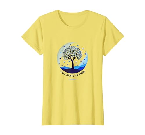Fall State of Mind Herbst Baum Landschaft Kunst T-Shirt, Damen, Gelb, 3XL von Generic