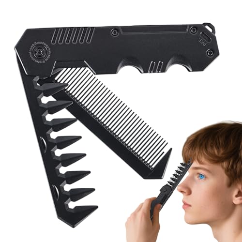 Faltbarer Taschenkamm | Tragbarer, faltbarer Reisekamm für Herren, geölter Kopf für Styling, Werkzeug für Haare, Bart, Schnurrbart und tägliche Pflege von Generic