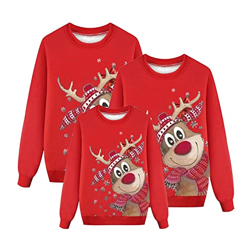 Familien Weihnachtspullover Set,Family Christmas Sweatshirt Fun Rentier Weihnachtspulli Weihnachten Pulli Pullover für Damen Herren Kinder 55 von Generic