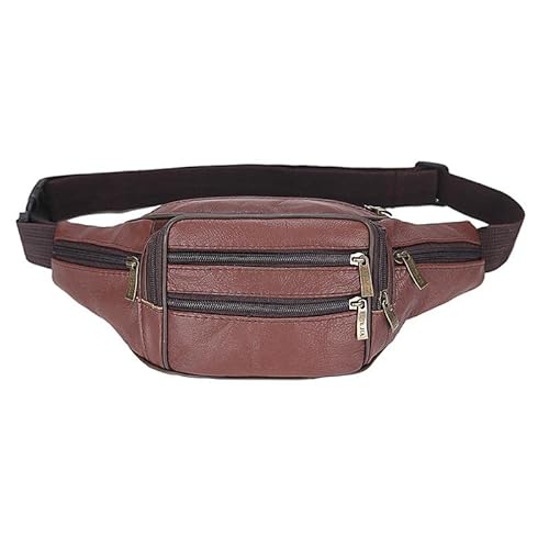 Fanny Pack Echtes Leder Herren Leder Fanny Pack Taille Taschen Taille Tasche Holographische Taille Geldbörse Bananen Tasche Gürtel Pack Bein von Generic