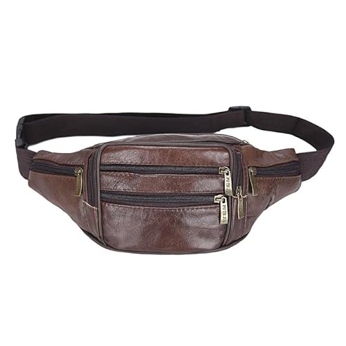 Fanny Pack Echtes Leder Herren Leder Fanny Pack Taille Taschen Taille Tasche Holographische Taille Geldbörse Bananen Tasche Gürtel Pack Bein von Generic