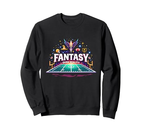 Fantasy Over Reality Fußball Herren Sportbegeisterte Sweatshirt, Unisex für Erwachsene, Schwarz, L von Generic