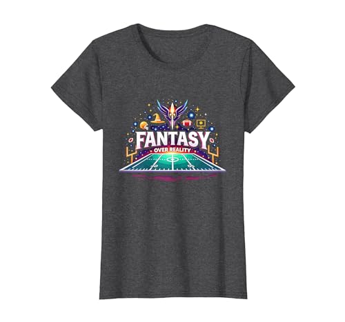 Fantasy Over Reality Fußball Herren Sportbegeisterte T-Shirt, Damen, Anthrazit Meliert, XS von Generic